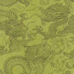 Tibetan Dragon in Clouds Paper- Green Dragons on Leaf Green 20x30" Sheet