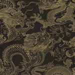 Tibetan Dragon in Clouds Paper- Gold Dragons on Black 20x30" Sheet