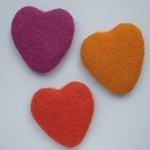 Set of 3 Felted Hearts by Woolala