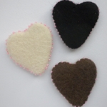 Set of 3 Beaded Felt Hearts by Woolala