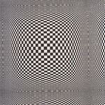 Psychedelic Orbs in Squares Op-Art Paper- Black on Natural 20x30" Sheet