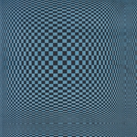 Psychedelic Orbs in Squares Op-Art Paper- Black on Aqua 20x30" Sheet