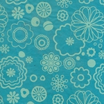 Lamali Flower Power Printed Paper- Aqua/Turquoise 20x30" sheet