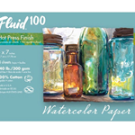 Fluid 100 Watercolor Paper Pochette - 140lb Hot Press - 8"x10" - 15 Sheet Pochette