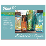 Fluid 100 Watercolor Paper Pochette - 140lb Hot Press - 8"x10" - 15 Sheet Pochette