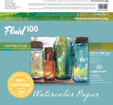 Fluid 100 Watercolor Paper Blocks - 140lb Hot Press