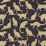 Cat Silhoette Paper- Gold Cats on Black 20x30 Inch Sheet