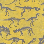 Dinosaur Skeleton Paper- Grey Dinosaurs on Yellow 20x30 Inch Sheet