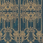 Art Deco Floral Column Paper- Blue 20x30" Sheet