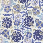 Rossi Decorated Papers from Italy - Liberty Flowers Blue  28"x40" Sheet