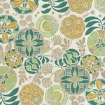 Rossi Decorated Papers from Italy - Liberty Flowers Green 28"x40" Sheet