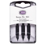 Brause Steno "Blue Pumpkin" Box of 3 Nibs - Fine and Elastic - 361