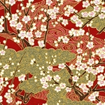 Japanese Chiyogami Paper - White Cherry Blossoms on Trees with Gold