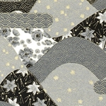 Japanese Chiyogami Paper - Black and White Flowers Falling on Hills