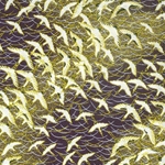 Yuzen Purple with Waves of Cranes