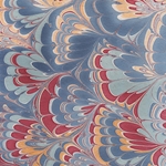 Marbled Paper from India- Mixed Berry Blue Fans 22x30" Sheet
