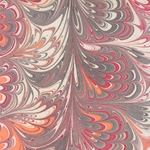 Marbled Paper from India- Cherries and Feathers Fans 22x30" Sheet