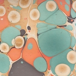 Marbled Paper from India- Orange and Blue Bubbles 22x30" Sheet