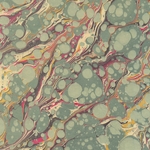Handmade Italian Marble Paper- Stone Marble Aqua with Red & Yellow Veins 19.5 x 27" Sheet