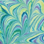 Thai Marbled Kozo Paper- Vibrant Cool Jewel Tones 22x30" Sheet