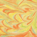 Thai Marbled Kozo Paper- Vibrant Warm Citrus Tones 22x30" Sheet