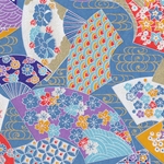 Japanese Chiyogami Paper- Floral Pastel Fans 19x25" Sheet