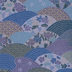 Japanese Chiyogami Paper- Decorative Blue & Purple Waves 19x25" Sheet