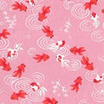 Japanese Chiyogami Paper- Koi Swimming in a Pink Pond 19x25" Sheet