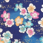 Japanese Chiyogami Paper- Pastel Tea Roses on Blue 19"x25" Sheet