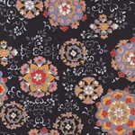 Hana Yuzen Ornaments Black - 18.5"x25" Sheet