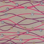 India Screen Printed Papers - Pink & Magenta Wavy Lines with Dots on Tan 22"x30" Sheet