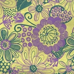 Printed Cotton Paper from India- Flower Power! Lavender & Green 22x30 Inch Sheet