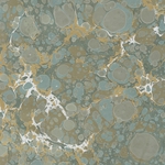 Handmade Italian Marble Paper- Stone Marble Green, Blue, & Gold 19.5 x 27" Sheet