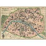Cavallini Decorative Paper - Paris Map 20"x28" Sheet