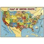 Cavallini Decorative Paper - USA Map #2 20"x28" Sheet