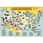 Cavallini Decorative Paper - National Parks Map 20"x28" Sheet