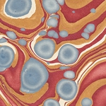 Marbled Paper from India - Metallic Gold and Russet with Steel Metallic Eyes 22"x30" Sheet