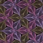 Printed Cotton Paper from India- Trillium Lavender/Pink/Gold on Black 22x30 Inch Sheet