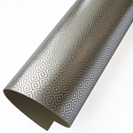 Metallic Foil Printed Paper from India- Silver Diamonds on Taupe Paper