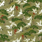 Chiyogami- Cranes Flying over Golden Pine Forest 18"x24" Sheet