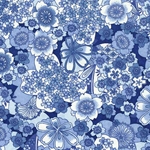 Japanese Chiyogami Paper- Cherry Blossom Kaleidoscope in Blue 18"x24" Sheet