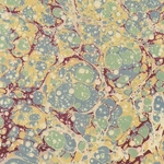 Handmade Italian Marble Paper- Stone Marble Green, Blue, Burgundy, & Yellow 19.5 x 27" Sheet