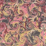 Handmade Italian Marble Paper- Scroll Swirls Baby Pink, Grey, and Pale Yellow 19.5 x 27" Sheet