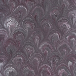 Handmade Italian Marble Paper- Peacock Black, Grey, and Burgundy on Kraft 19.5 x 27" Sheet