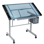 Vision Craft Station with Adjustable Glass Top and Storage
