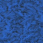 "Lacquered" Yuzen Konami (Waves) in Blue 18"x24" Sheet