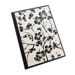 Handmade Lokta Paper Journal from Nepal - Flowers with Black Binding