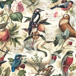 Bomo Art Budapest Papers- Birds and Fruit 27.5 x 39 inch Sheet