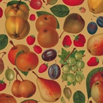 Rossi 1/2 Sheet Decorated Papers from Italy - Assorted Fruit on Metallic Gold 20"x28" Sheet