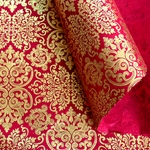 Lama Li Nepalese Mandchou Printed Paper- Gold on Red 20x30" Sheet
